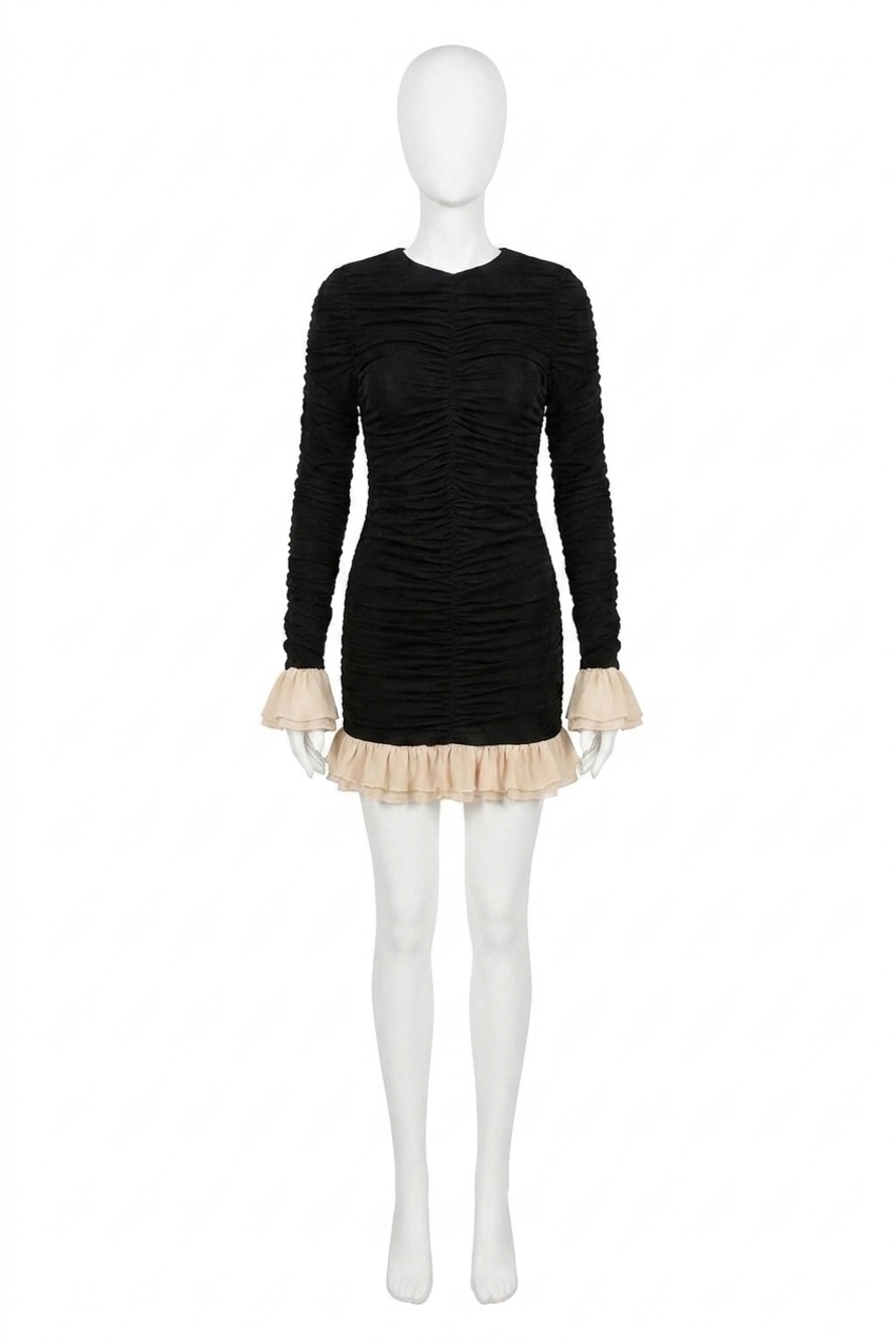 NEW MABLE frill seeker mini dress in black